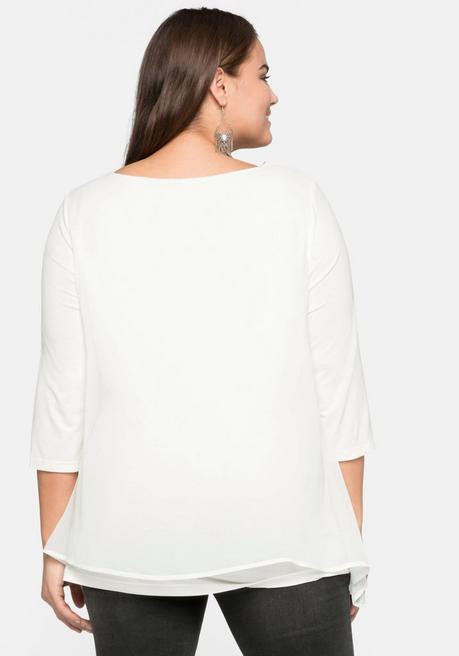 sheego Blusenshirt in leichter A-Linie mit Zipfelsaum - offwhite sheego Super Rabatt