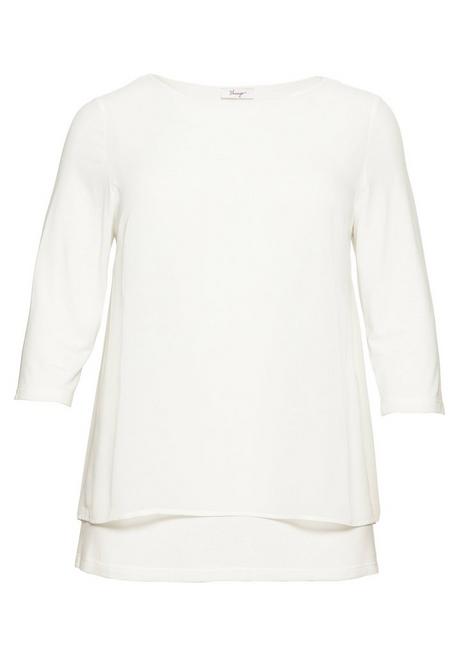 sheego Blusenshirt in leichter A-Linie mit Zipfelsaum - offwhite sheego Super Rabatt