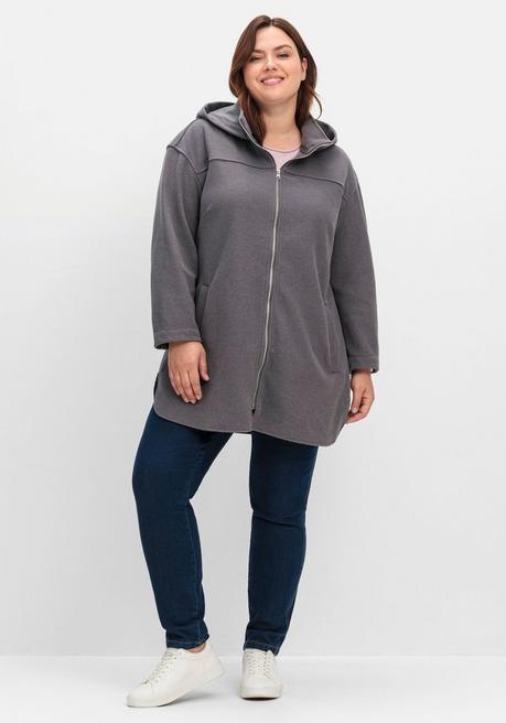 sheego Kapuzenjacke mit Stehkragen und Reißverschluss - anthrazit sheego 50% Rabatt mit kostenlosem Versand