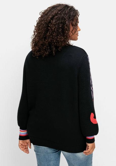 sheego by Joe Browns Pullover mit Animalmotiv und Ballonärmeln - schwarz gemustert sheego Kostenloser Versand international