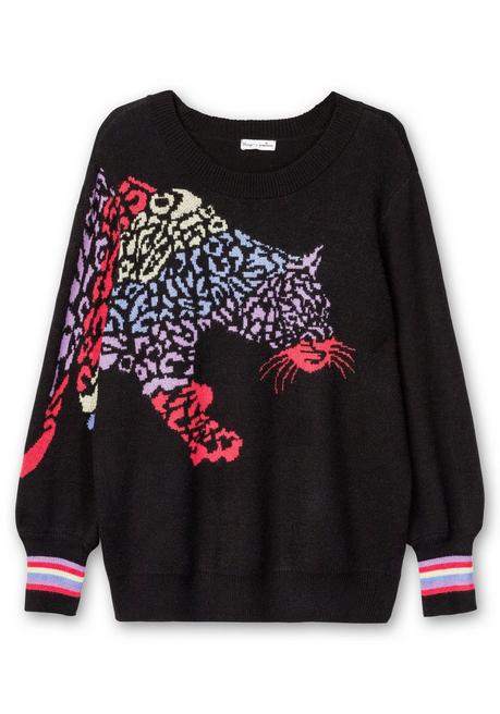 sheego by Joe Browns Pullover mit Animalmotiv und Ballonärmeln - schwarz gemustert sheego Kostenloser Versand international