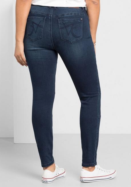 sheego Skinny Power-Stretch-Jeans im Biker-Look - dark blue Denim sheego Speichern exportieren