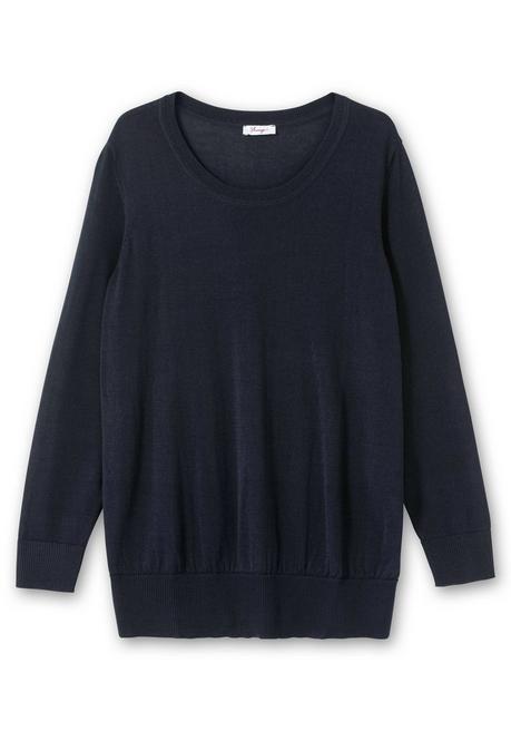 sheego Pullover aus leichtem Strick, mit Rundhalsausschnitt - tiefblau sheego zollfrei