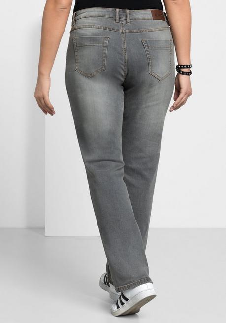 sheego Gerade Jeans mit Used-Effekten - grey Denim sheego 50% Rabatt für begrenzte Zeit
