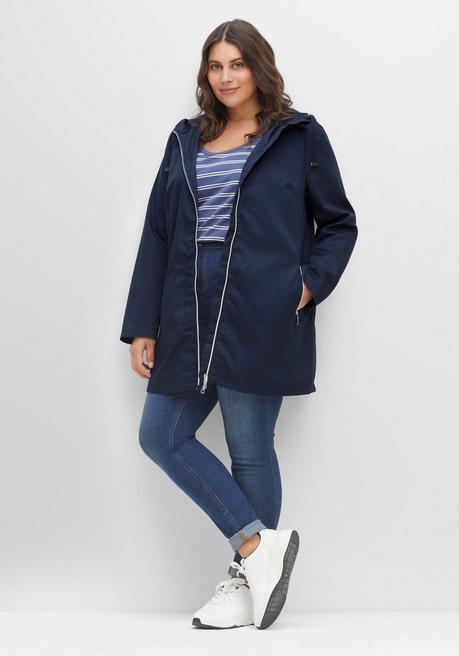 sheego Übergangsjacke in A-Linie, mit Kapuze und Reißverschluss - nachtblau sheego Schlussverkauf