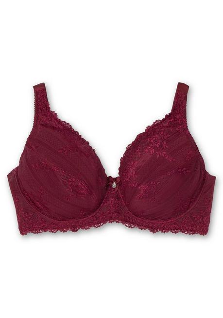 sheego Bügel-BH mit Spitze und breiten Trägern - weinrot sheego Günstig kaufen