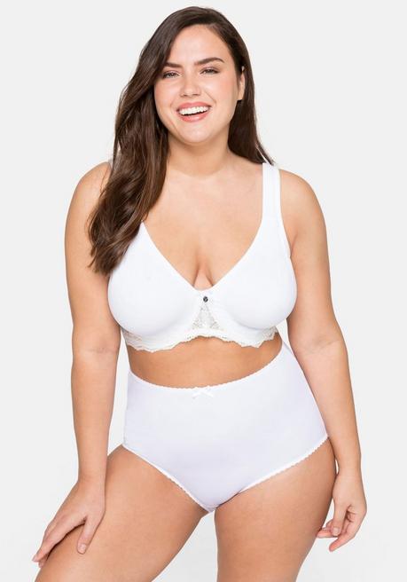 sheego T-Shirt-BH mit Spitze und nahtlosen Cups - weiß sheego Großer Ausverkauf