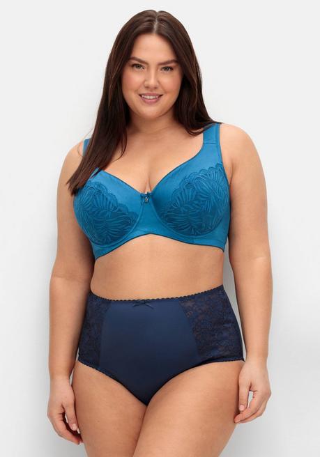 sheego Bügel-BH aus floraler Spitze, mit Seitenstützen - blau sheego Begrenztes Angebot