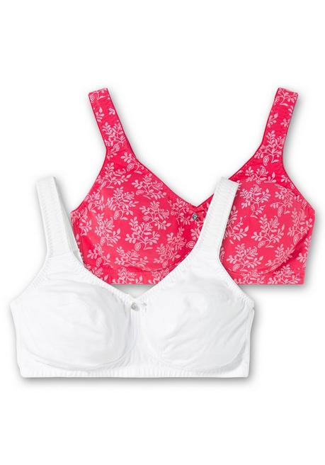 sheego Doppelpack Entlastungs-BHs ohne Bügel - weiß+orchidee sheego Räumungsverkauf