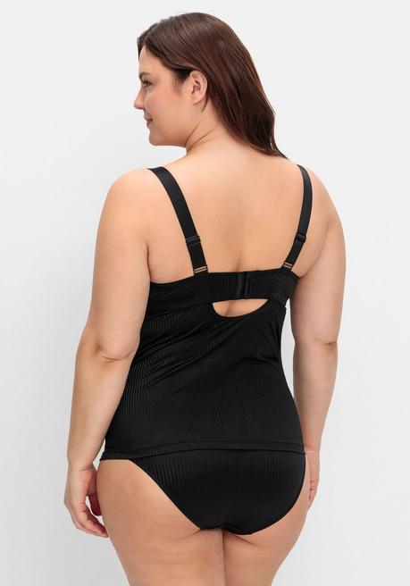 sheego BH-Hemd mit Spitzen-Cups und tonigen Streifen - schwarz sheego Kauf eins, bekomm eins gratis