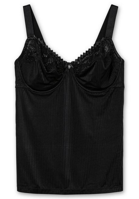 sheego BH-Hemd mit Spitzen-Cups und tonigen Streifen - schwarz sheego Kauf eins, bekomm eins gratis