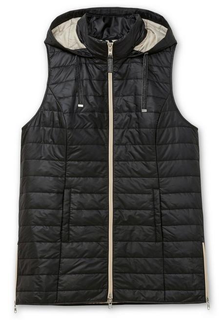 sheego Longweste mit Kapuze und Kontrastdetails - schwarz sheego Nur für heute