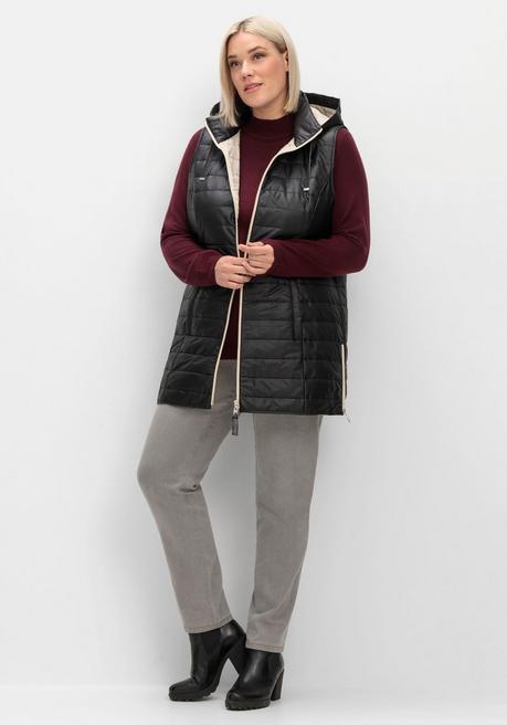 sheego Longweste mit Kapuze und Kontrastdetails - schwarz sheego Nur für heute