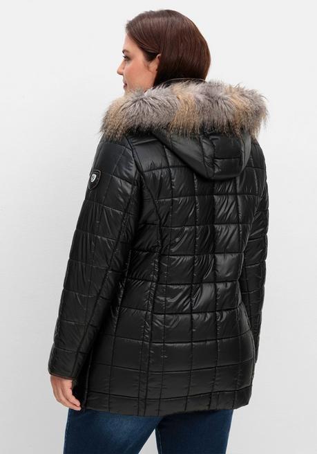sheego Leicht glänzende Steppjacke mit Kunstfell-Kapuze - schwarz sheego Sonderangebot der Fabrik
