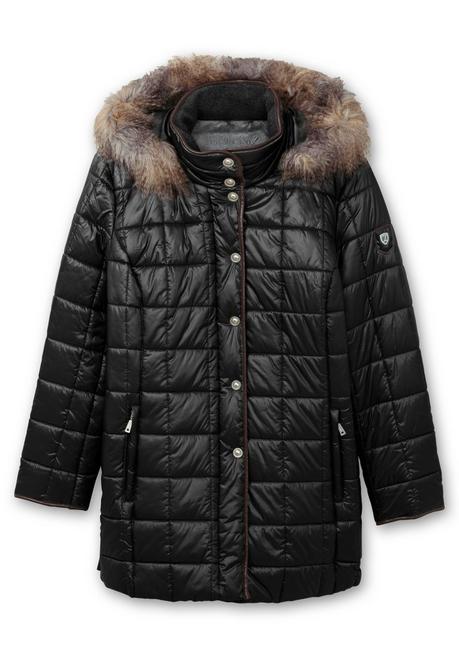 sheego Leicht glänzende Steppjacke mit Kunstfell-Kapuze - schwarz sheego Sonderangebot der Fabrik