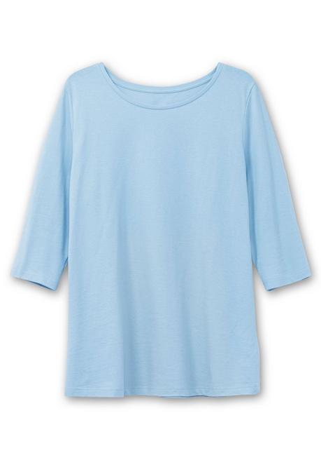 sheego Shirt in Piqué-Qualität mit 3/4-Ärmeln - himmelblau sheego Vierteljährliche Förderung