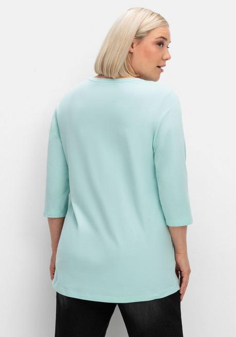 sheego Shirt in Piqué-Qualität mit 3/4-Ärmeln - mint sheego Bis zu 55% Rabatt