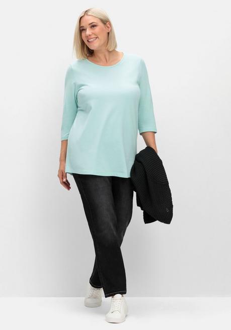 sheego Shirt in Piqué-Qualität mit 3/4-Ärmeln - mint sheego Bis zu 55% Rabatt