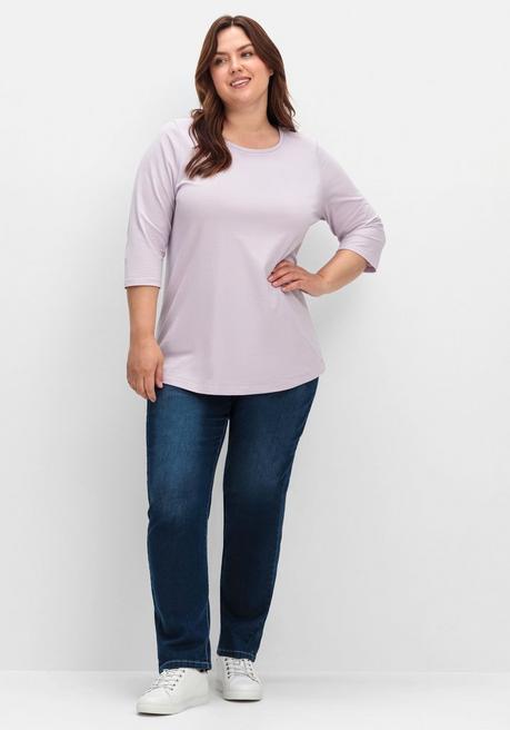 sheego Shirt in Piqué-Qualität mit 3/4-Ärmeln - flieder sheego Discount Store für neue Produkte