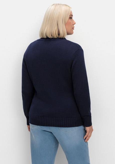 sheego Strickjacke mit Troyerkragen und 2-Wege-Zipper - marine sheego Riesige Rabatte