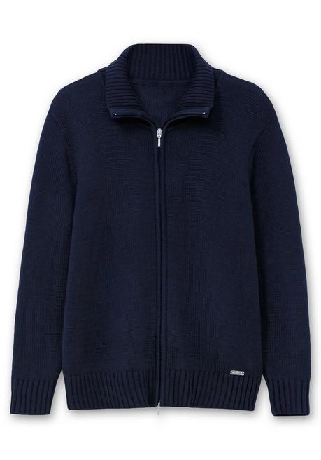sheego Strickjacke mit Troyerkragen und 2-Wege-Zipper - marine sheego Riesige Rabatte