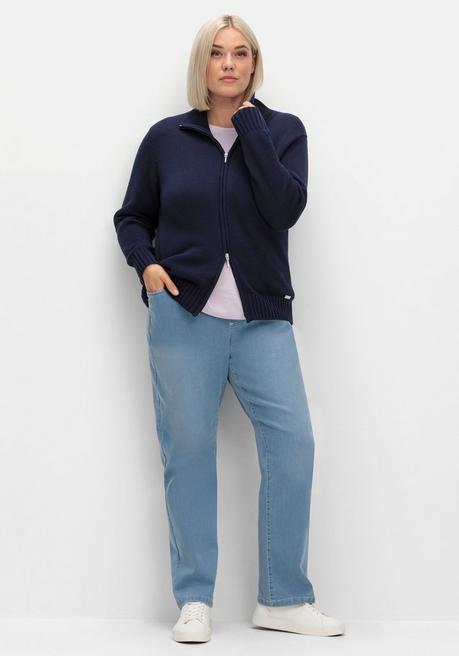 sheego Strickjacke mit Troyerkragen und 2-Wege-Zipper - marine sheego Riesige Rabatte
