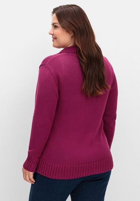 sheego Strickjacke mit Troyerkragen und 2-Wege-Zipper - fuchsia sheego Clearance-Verkauf
