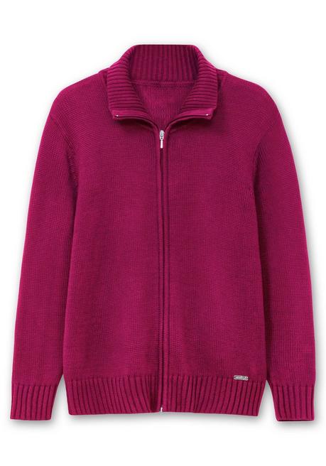 sheego Strickjacke mit Troyerkragen und 2-Wege-Zipper - fuchsia sheego Clearance-Verkauf