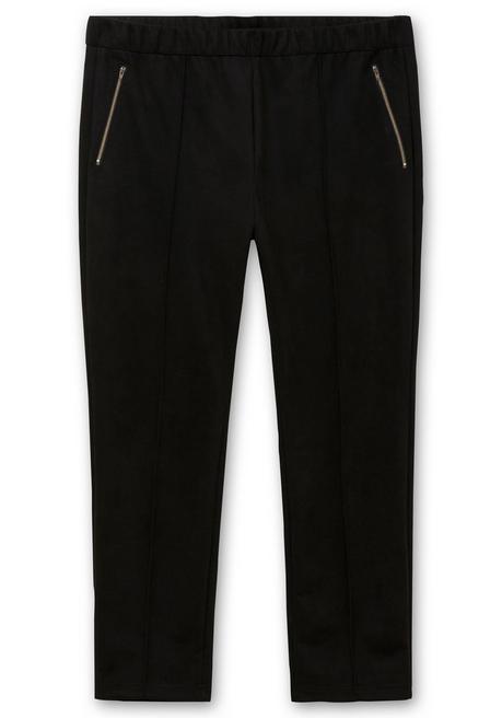 sheego Schmale Hose in Velourslederoptik, mit Stretchbund - schwarz sheego Begrenzt auf 3 Tage