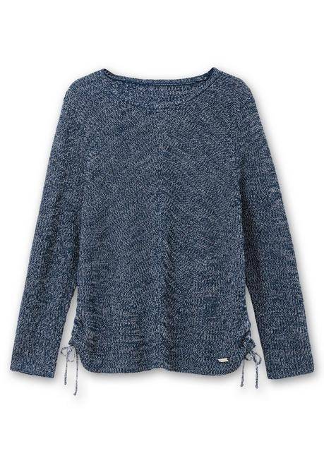 sheego Strickpullover mit Rippmuster und Raffung seitlich - dunkelblau sheego Speichern exportieren