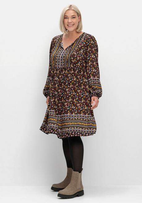 sheego Hängerchen-Kleid im Mustermix, in A-Linie - braun gemustert sheego Black Friday Preise