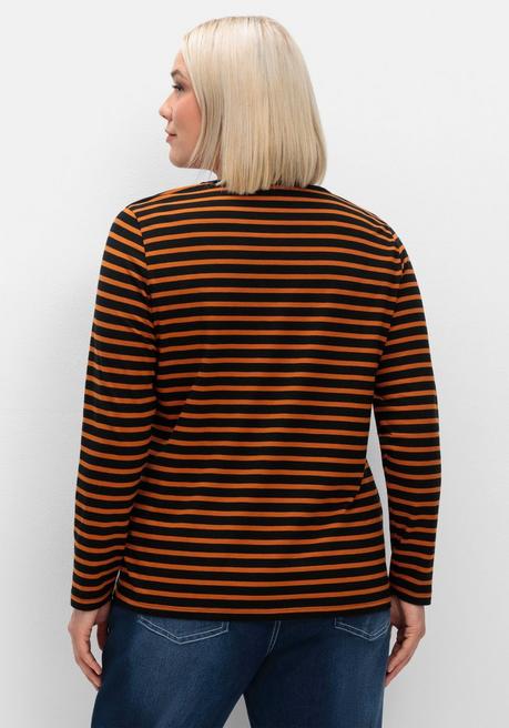 sheego Ringelshirt mit Rundhalsausschnitt - schwarz gestreift sheego Im Verkauf