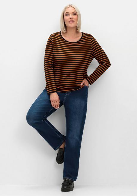 sheego Ringelshirt mit Rundhalsausschnitt - schwarz gestreift sheego Im Verkauf