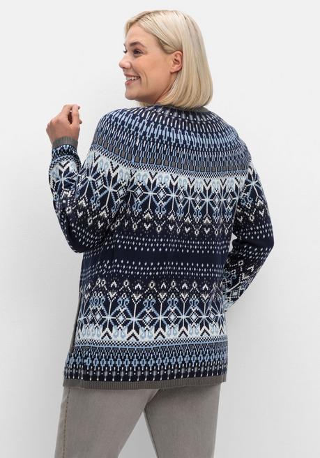 sheego Strickjacke im Norwegermuster, mit Reißverschluss - hellblau gemustert sheego zollfrei