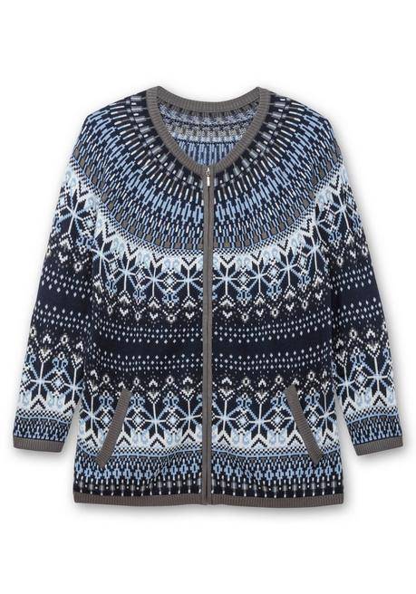 sheego Strickjacke im Norwegermuster, mit Reißverschluss - hellblau gemustert sheego zollfrei