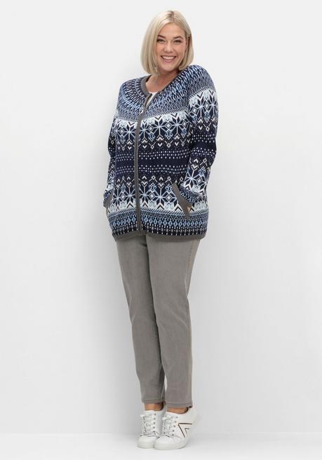 sheego Strickjacke im Norwegermuster, mit Reißverschluss - hellblau gemustert sheego zollfrei
