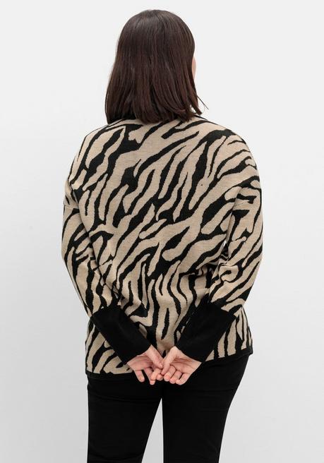 sheego Jacquard-Pullover mit Animalmuster - schwarz gemustert sheego 50% Rabatt für begrenzte Zeit