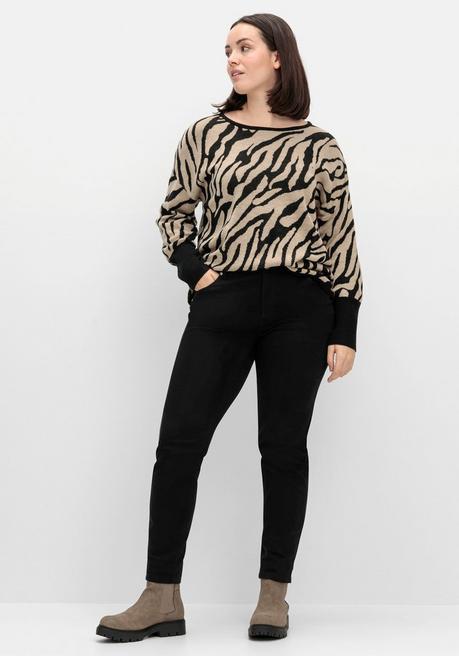 sheego Jacquard-Pullover mit Animalmuster - schwarz gemustert sheego 50% Rabatt für begrenzte Zeit