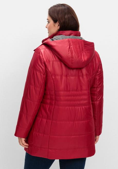 sheego Steppjacke mit Kapuze und Flanell-Details - kirschrot sheego 2025