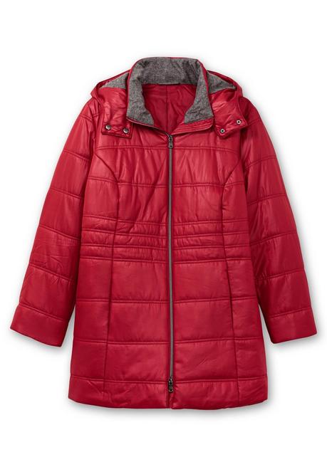 sheego Steppjacke mit Kapuze und Flanell-Details - kirschrot sheego 2025