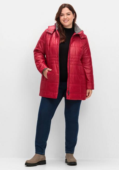sheego Steppjacke mit Kapuze und Flanell-Details - kirschrot sheego 2025