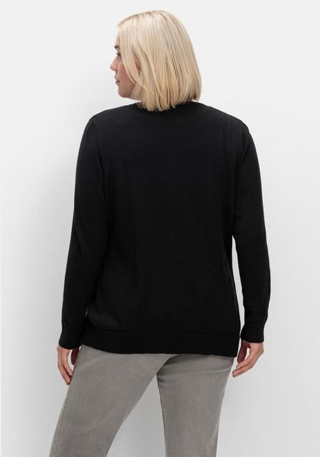 sheego Feinstrickjacke mit Rundhalsausschnitt und Knopfleiste - schwarz sheego Online