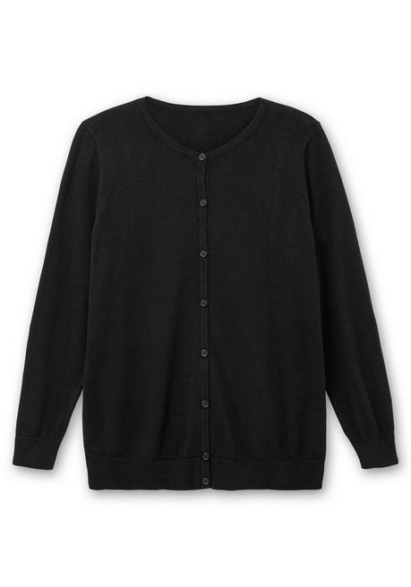 sheego Feinstrickjacke mit Rundhalsausschnitt und Knopfleiste - schwarz sheego Online