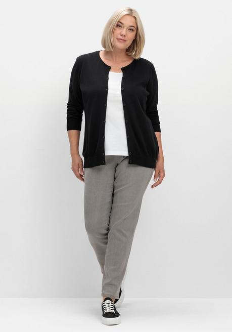 sheego Feinstrickjacke mit Rundhalsausschnitt und Knopfleiste - schwarz sheego Online