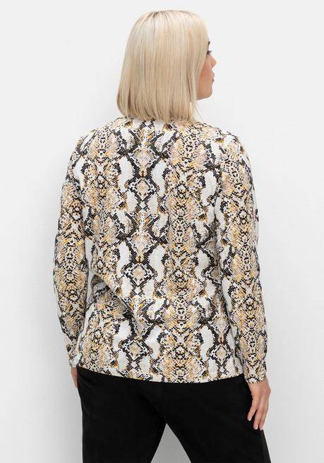 sheego Langarmshirt mit Animalprint und Rundhalsausschnitt - beigefarben gemustert sheego Auslauf