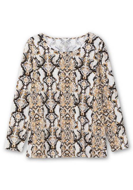 sheego Langarmshirt mit Animalprint und Rundhalsausschnitt - beigefarben gemustert sheego Auslauf