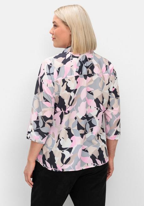 sheego Bedruckte Tunika mit Blusenkragen, aus Crêpe - rosé gemustert sheego Verkauf