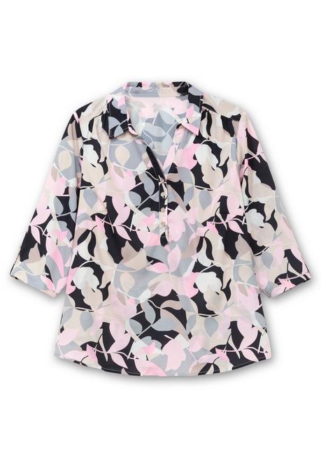 sheego Bedruckte Tunika mit Blusenkragen, aus Crêpe - rosé gemustert sheego Verkauf