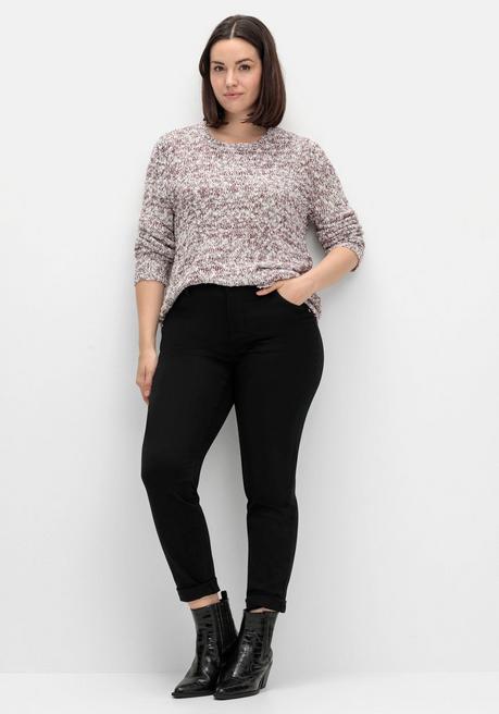 sheego Pullover aus meliertem Effektgarn - burgund sheego im Angebot