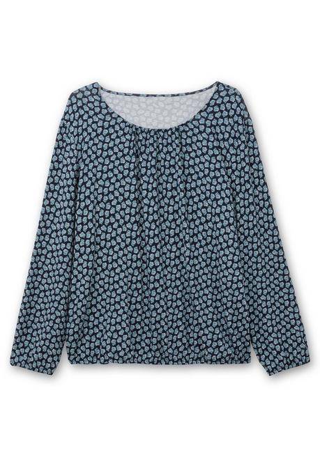 sheego Langarmshirt mit Minimalprint und Saum-Gummizug - nachtblau gemustert sheego Meist gekauft